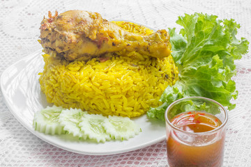 Chicken Biryani thai style. halal food (Khao Mok Gai)