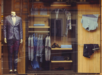 Shop window with men's clothing