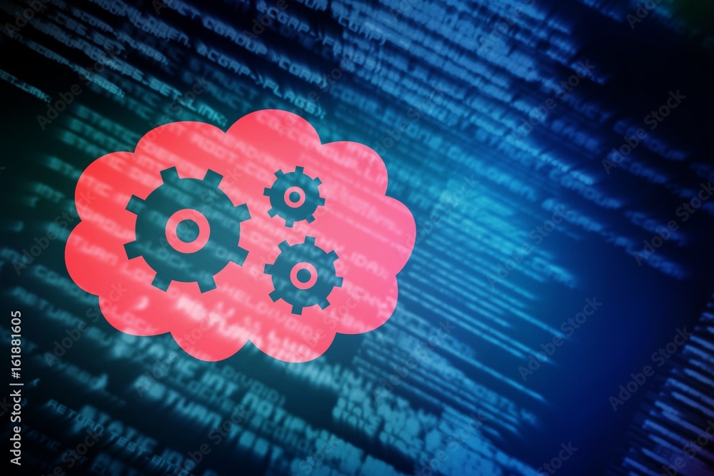 Poster composite 3d image of cogs and wheels in cloud