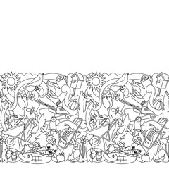 Sewing fabric with Garden Coloring Seamless Border - CottonBee
