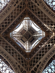 Detail of the Eiffel tower at sunset, Paris