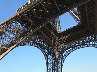 Fototapeta na wymiar Detail of the Eiffel tower at sunset, Paris