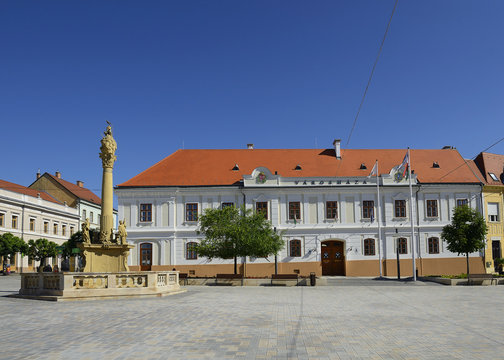 Main square in Keszthely, town on the west end of Balaton. The oldest city by the lake is referred to as the "capital of the Balaton," an important tourist region