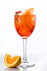 Aperol spritz cocktail in glass isolated on white background

