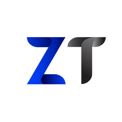 Modern Simple Initial Logo Vector Blue Grey ZT