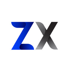 Modern Simple Initial Logo Vector Blue Grey ZX