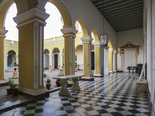 the courtyard of a typical colored colonial house on the streets of Trinidad - Declared UNESCO...