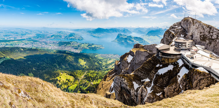 Fototapeta Panorama, Pilatus Kulm, Gipfel über dem Vierwaldstättersee, Schweiz, Europa