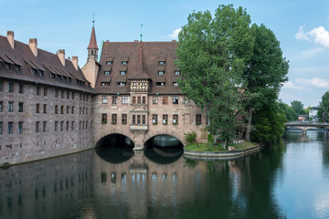 The "Heilig Geist Spital" in the middle of the old town of Nuremberg, Germany