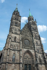 The Saint Lorenz church in the old town of Nuremberg, Germany