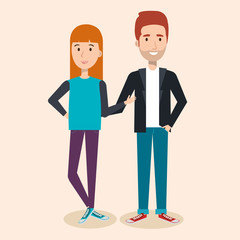 Young ginger man and woman over light background vector illustration
