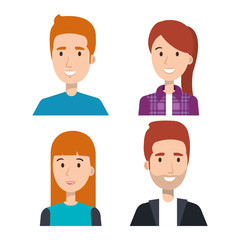 Set of young people over light background vector illustration