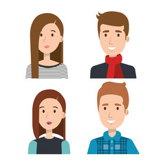 Fototapeta premium Set of young people over light background vector illustration