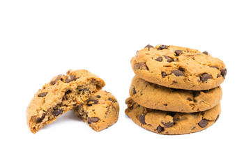 Tasty biscuits with chocolate isolated on a white background