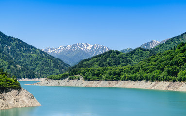 Toyama, Japan -  Kurobe Daiyon Dam in Tateyama Kurobe Alpine Route