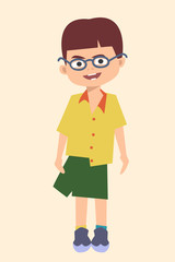 proud self-dressed toddler vector cartoon