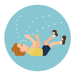 toddler in hysterics on the floor vector cartoon