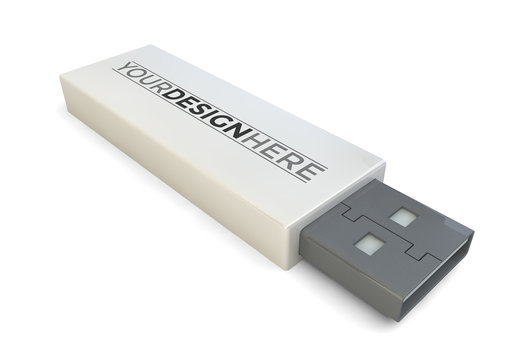 USB Drive Isolated on White Mockup