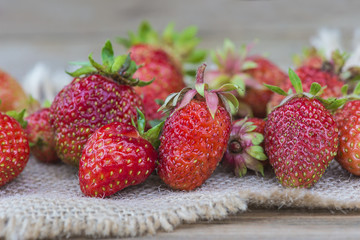 organic strawberries on burlap