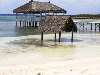 Paradise beach in Cayo Santa Maria, Cuba. View of a perfect desert coast with white sand and blue turquoise sea.