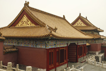 Roof architecture of minor buildings in the Forbidden City, Beijing, China