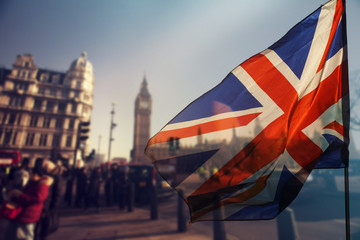 Obraz na płótnie Canvas UK flag and Big Ben