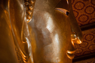 Reclining Buddha, statue from the Temple of the Reclining Buddha in Bangkok, Thailand