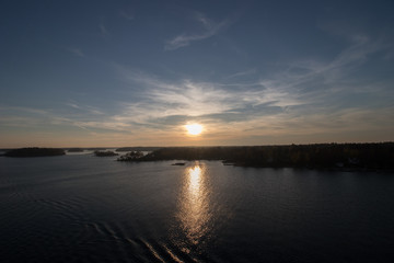 Fototapeta na wymiar Beautiful sunset over the Stockholm archipelago in Sweden.