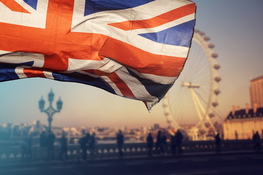 UK flag and London Eye
