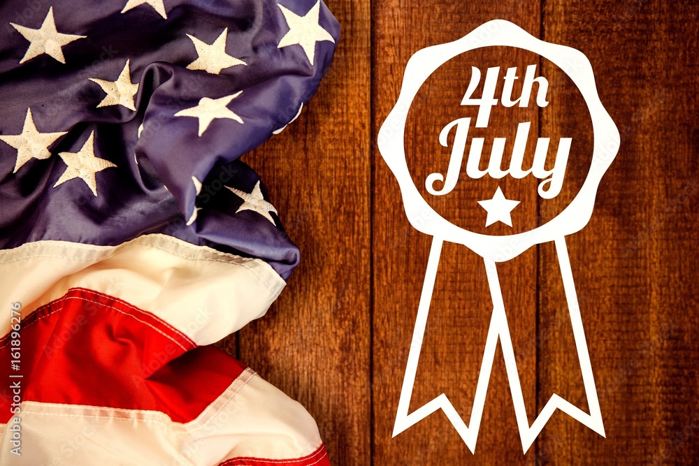 Poster composite image of close up of badge with 4th july text