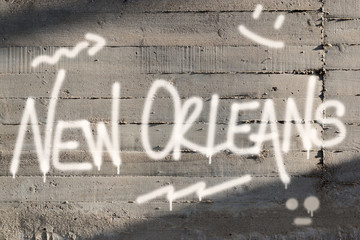 New Orleans Word Graffiti Painted on Wall