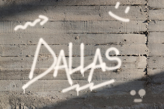 Dallas Word Graffiti Painted on Wall