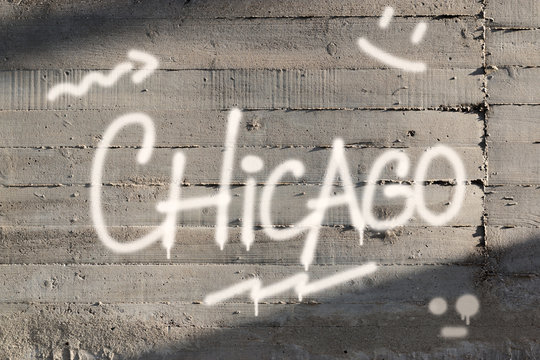 Chicago Word Graffiti Painted on Wall