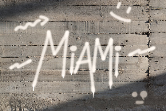 Miami Word Graffiti Painted on Wall