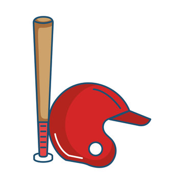 baseball bat and helmet equipment isolated icon vector illustration design