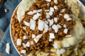 Unhealthy Homemade Beef Garbage Trash Plate