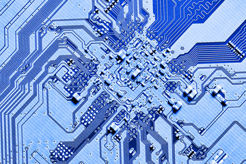 Electronic circuit board close up.