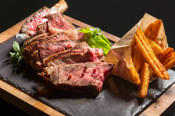 Meat chops served in hotel restaurant