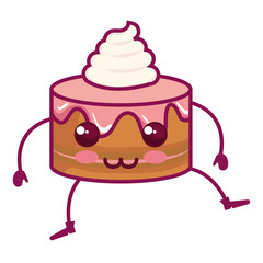 sweet cake kawaii character vector illustration design