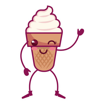 ice cream kawaii character vector illustration design