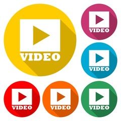 Flat design play video icon vector illustration 