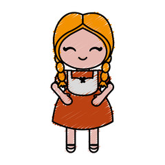 woman wearing a bavarian costume icon over white background colorful design vector illustration