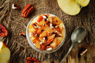 Caramelized apples pecan greek yogurt parfait