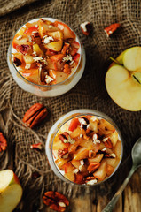 Caramelized apples pecan greek yogurt parfait