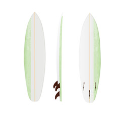 White vector surfing board template: shortboard