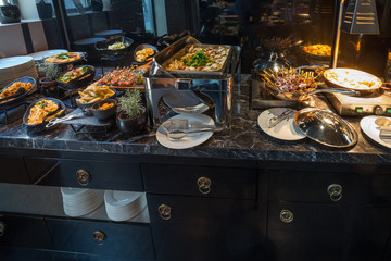 Buffet dinner in luxury hotel