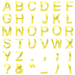 Golden font from curved 3D capital letters