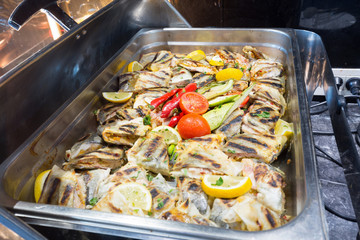 Buffet dinner in luxury hotel