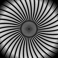 Radiating concentric circle op art backdrop. Optical illusion abstract vector background.