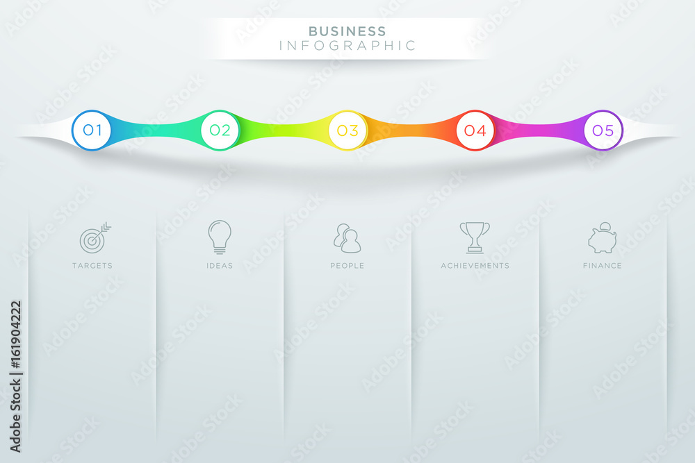 Poster steps 1 to 5 with space for text colorful infographic a